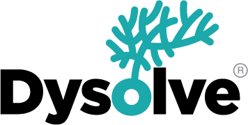DySolve logo with turquoise coral design, black text, on white background.