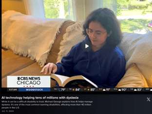 Person reading book on couch, wearing blue shirt; CBS News Chicago logo visible.
